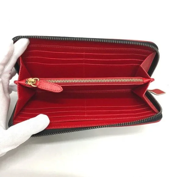 Christian Louboutin Panettone Spike studs Zip Around Long Wallet Leather Black